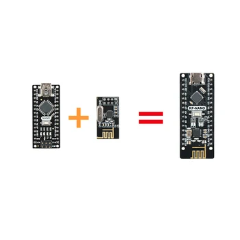 Keywish RF-Nano dėl minėto sprendimo Arduino Nano V3.0, Micro USB Nano Valdybos ATmega328P QFN32 5V 16M CH340, Integruoti NRF24l01+2.4 G bevielio