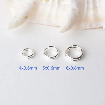 Kietojo 925 Sterlingas Sidabro žiedai dvigubos kilpos,sidabrinė padalinta šuolis žiedai, sidabro papuošalai 