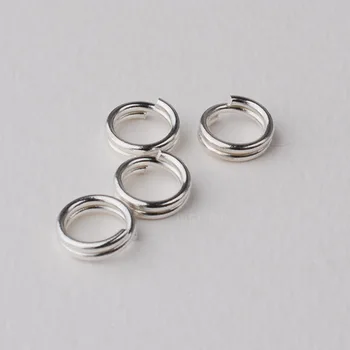 Kietojo 925 Sterlingas Sidabro žiedai dvigubos kilpos,sidabrinė padalinta šuolis žiedai, sidabro papuošalai 