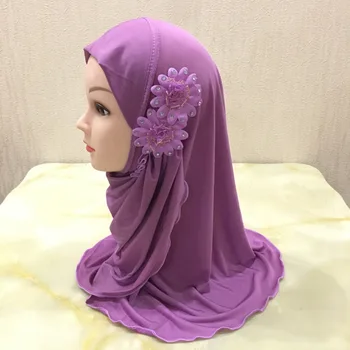 Kietojo gėlės galvos skara vaikų Vidiniai dangteliai, hijab Islamo drabužių wrap musulmonų vaikai hijab underscarf variklio dangčio 2 iki 7 metų