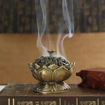 Kinijos Buda Lydinio Smilkalų Degiklis Lotoso Gėlė, Smilkalų Laikiklis Rankų darbo Censer Budistų Namų Biuro Apdailos