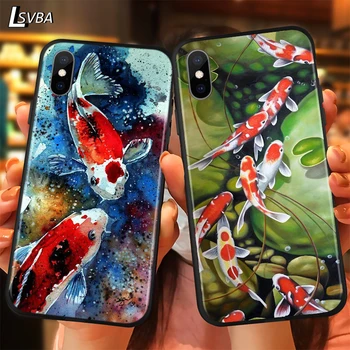 Kinijos Koi Žuvys Prabanga Anti-rudenį Telefono dėklas Skirtas iPhone 11 Pro XS Max X XR 6S 6 7 8 Plius 5S Minkštas Galinį Dangtelį