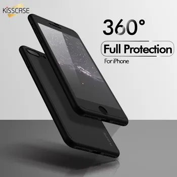 KISSCASE 360 Apsaugos Atveju iPhone, 11 pro Max XR 7 XS 8 Plus X Stiklas Priekinis Dangtelis, Skirtas 