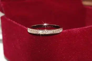 Klasikinis 925 Sterlingas Sidabro Žiedai Aukštos Kokybės Ratą, Aišku, Apakinti CZ Geometrinis Didina Žiedų Moterų Vestuvių Papuošalai Dovana