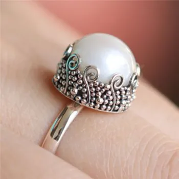 Klasikinių Senovinių Perlų Žiedas Bohemijos Papuošalai Moterims, Gotų Vestuvės Vestuvinis Prabangus Žiedas Draugė Dovana