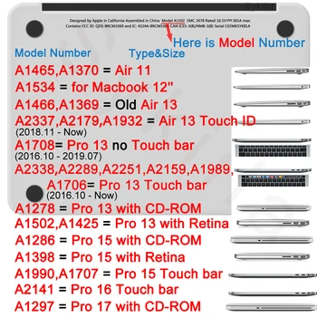 Klaviatūros Viršelis Macbook Pro 13 15 16 17 Air 13 11 12 Touch 