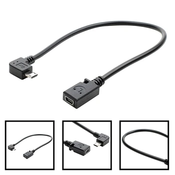 Konverteris Duomenų Kabelis 90 Laipsnių Micro Male USB Į Mini USB Female Adapteris Keitiklis Duomenų Kabelių Linijos
