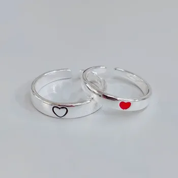 Korėjos 925 Sterlingas Sidabro Širdies Žiedai Moterims Boho Papuošalai Pora Žiedus Didmeninės
