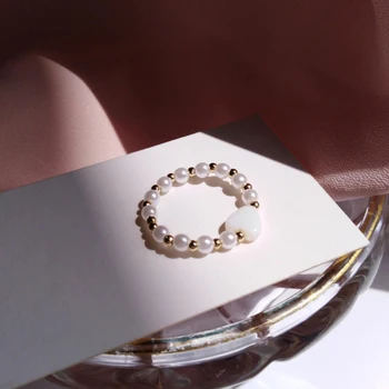 Korėjos Mados Elastinga Virvė Perlų Karoliukus, Elegantiškas Žiedas Paprastų Moterų Širdies formos Auksinis Žiedas Žavinga Moteris, Šaliai, Papuošalai Mergina Dovana