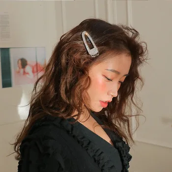 Korėjos Modeliavimas Pearl Kristalų Plaukų Segtukai Moterų Plaukų Aksesuarų, Bižuterijos Barrettes Įrašus Smeigtukai Mergina Vestuvių Papuošalai 2019