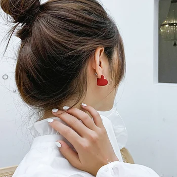 Korėjos naujo dizaino mados moterų papuošalai saldus lydinio dažai raudona meilės auskarai švenčių raidžių PATINKA auskarai
