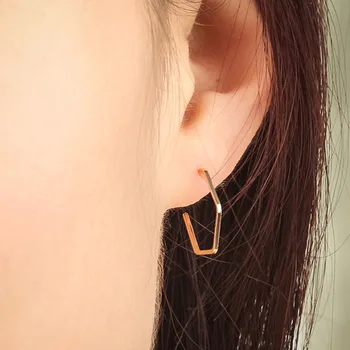 Korėjos Paprasta Kūrybos geometrinis šešiakampis, auskarai moterims mažų ausų smeigės Earing Brincos ausų papuošalai dovana