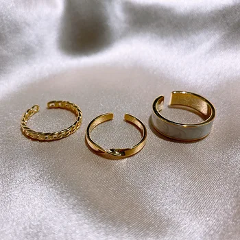 Korėjos Reguliuojamas Atidaryti Žiedas 3PCS Atidarymo Žiedų Rinkinys Moterims, Papuošalai, Aukso rodomojo Piršto Žiedą Šalies Draugės Dovana Mados