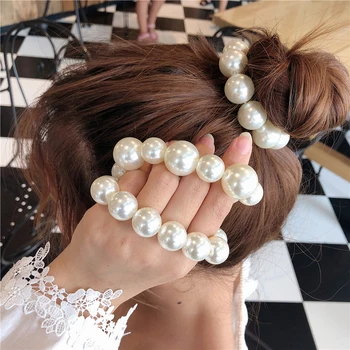 Korėjos Romantiška Pearl Scrunchie Ornamentu Plaukų Apdailos Apyrankę Moterų, Mergaičių Plaukų Gumos Juostos Reikmenys, Plaukų Virvę Šukuosena