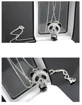 Korėjos Versija Mažas Flash Lydinio, Kristalų Mielas Didelis Galvos Panda Pakabukas Naujas Megztinis Grandinės Moterų Karoliai, Papuošalai Didmeninė