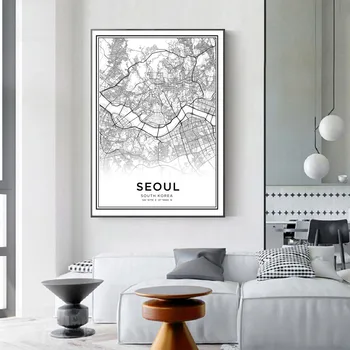 Korėjos Žemėlapį Sareureuk Apibrėžimas Skandinavijos Sienos Meno Tapybos Drobės Plakatai ir Spausdina Nuotraukas Kambarį Dekoro