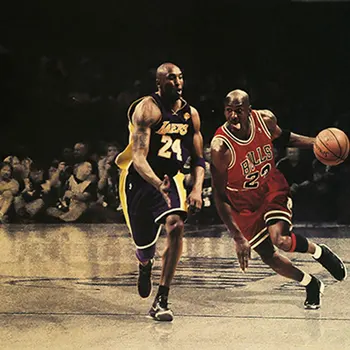 Krepšinio Nr. 23 pobūdžio Jordanija ir Nr. 24 pobūdžio superžvaigždė Kobe Retro plakato Kraftpopieris arena dekoro, sienų lipdukai
