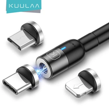 KUULAA Magnetinio Įkrovimas USB Kabelis USB Micro C Tipo Greito Įkroviklio Laidą 