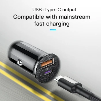 KUULAA Mini USB Automobilinis Įkroviklis Greitai Įkrauti 4.0 PD 3.0 36W Greito Įkrovimo Kroviklis, Skirtas 