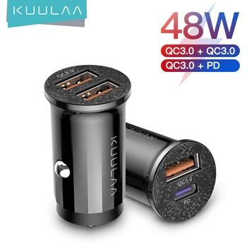 KUULAA Mini USB Automobilinis Įkroviklis Greitai Įkrauti 4.0 PD 3.0 36W Greito Įkrovimo Kroviklis, Skirtas 