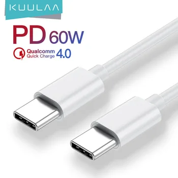 KUULAA USB Type C) USB C Tipo Kabelis 60W PD greito įkrovimo USB-C Kabelio Greitai Įkrauti 4.0 Xiaomi Redmi Pastaba 7 8 USB laido C