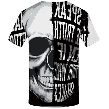 KYKU Kaukolė Marškinėlius Vyrų Black Ir White T-shirt Punk Rock Drabužius Gotikos 3d Print T Shirt Cool Hip-Hop Mens Drabužių Streetwear