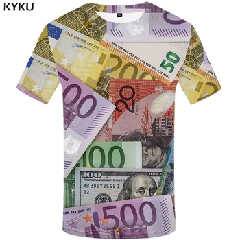 KYKU Prekės Doleris marškinėliai Vyrams Pinigų Tshirts Atsitiktinis Rusija marškinėliai 3d Jungtinės amerikos valstijos Marškinėlius Spausdinti Harajuku Shirt Spausdinti