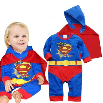 Kūdikis, Berniukas Vienas Gabalas Romper Kūdikių Superhero Jumpsuit su Nuimamu Cape Baby Gobtuvu Kostiumas Kombinezonas Suknelė Iki