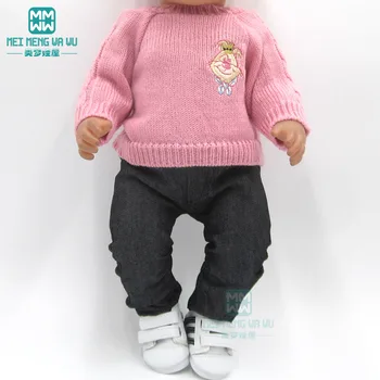 Kūdikių drabužiai lėlės tinka 43cm žaislas born lėlės priedai ir Amerikiečių lėlės rožinės spalvos kailio apykaklė kailis + kelnės