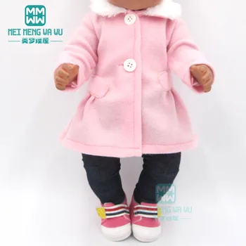 Kūdikių drabužiai lėlės tinka 43cm žaislas born lėlės priedai ir Amerikiečių lėlės rožinės spalvos kailio apykaklė kailis + kelnės