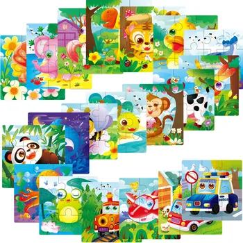 Kūdikių Žaislai, Mediniai 3d Puzzle Animacinių filmų Gyvūnų Intelekto Vaikų Švietimo galvosūkis Vaikams Tangram Formų Mokymosi Dėlionės, Žaislų