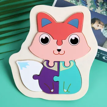 Kūdikių Žaislai, Mediniai 3d Puzzle Animacinių filmų Gyvūnų Intelekto Vaikų Švietimo galvosūkis Vaikams Tangram Formų Mokymosi Juguetes
