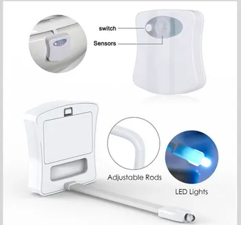 Kūno Jutimo Automatinis LED Judesio Jutiklis Naktinis Lempos, tualetai, Vonios kambarys, Šviesos, Judesio Jutiklis Tualeto Sėdynė Naktį Šviesos WC Tualeto L