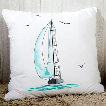 Kūrinys mėlyna jūra stiliumi plaukti spausdinti kokybės sofos pagalvėlė padengti namų dekoratyvinės pagalvės 45x45cm persikų poliesterio pluošto užvalkalas