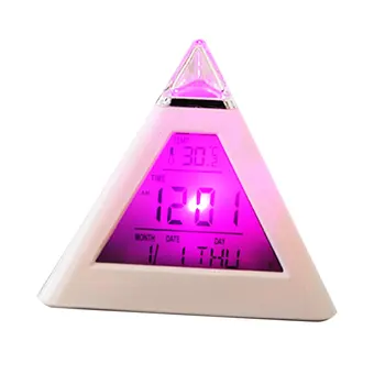 Kūrybinių Mados Piramidės Skaitmeninis Laikrodis, Temperatūra, Laikrodis 7 Spalvų LED Keitimas, Apšvietimas LED Laikrodis Laikas, Data, Ekrano