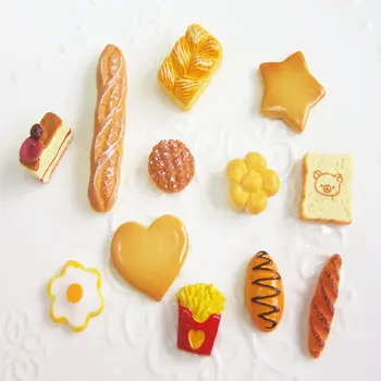 Kūrybos Kawaii Vaikams, Žaislai, 10vnt Naujas Mini Butas Atgal Dervos Cabochon Dirbtinis Miniatiūriniai Netikras Maistas Duona Aukštos Kokybės