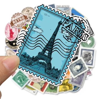 Kūrybos pašto antspaudas Stamp Stiliaus Lipdukai Populiari Miesto Paryžius, Niujorkas, Londonas, Roma Bagažo Lagaminas Automobilių Lipdukai, Decal 50PCS