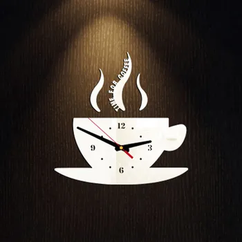 Kūrybos Sieninis Laikrodis Namų Sienų Apdailai Kavos puodelio Formos Modernaus Stiliaus Sienos Žiūrėti Akrilo Žymiklį Laikrodis Kambarį Miegamasis
