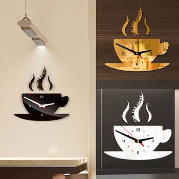 Kūrybos Sieninis Laikrodis Namų Sienų Apdailai Kavos puodelio Formos Modernaus Stiliaus Sienos Žiūrėti Akrilo Žymiklį Laikrodis Kambarį Miegamasis