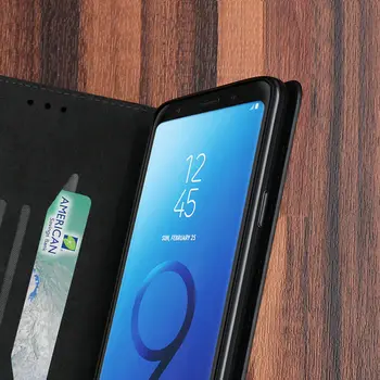 L-FADNUT Anglies Pluošto Flip Case For Samsung Galaxy S20 Ultra 5G S9 Plus Verslo Piniginės Odos dangą, S8, S7 S6 Krašto S5 Neo Minkštas