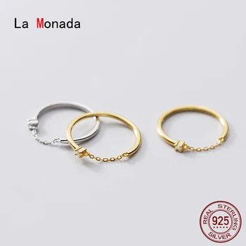 La Monada Grandinės Žiedų, Skirtų Moterims, 925 Sidabras Nekilnojamojo Minimalistinio Bauda Žiedai Moterų Sidabro Žiedas 925 Moterys Ant Piršto Korėjos Slim