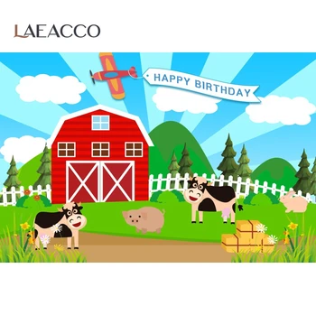 Laeacco Nuotrauka Fone Kūdikių Animacinių Filmų Kaimo Ūkių Paduotas Vėjo Malūnas Gimtadienio Medinės Tvoros Plakato, Fotografijos Backdrops Foto Studija
