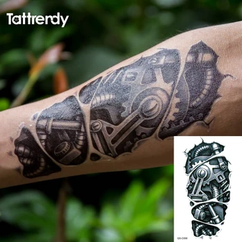 Laikinos tatuiruotės 3D Robotas black mechaninė rankos netikrą perdavimo tatuiruotė lipdukai hot sexy cool vyrų purškimo vandeniui dizaino C058