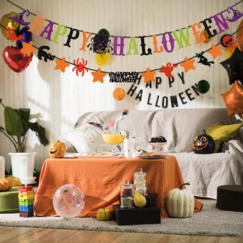 Laimingas Halloween Starta Baneriai Gpgb Voras Moliūgų Veiduką Popieriaus Girliandą Halloween Party Namų Dekoro Prekių Sienos Kabinti Vėliavas