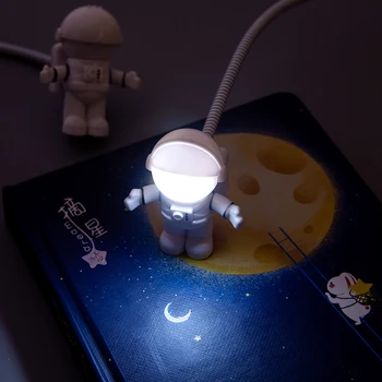 Lankstus USB Balta Astronautas Vamzdis Portable LED Nakties Šviesos DC 5V Lemputė Kompiuterio, Nešiojamojo KOMPIUTERIO, Nešiojamojo kompiuterio Skaitymo Namų Puošybai