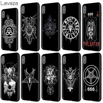 Lavaza Pentagram 666 Demoniškas Šėtono Atveju iPhone, 12 mini Pro 11 XS Max XR X 8 7 6 6S Plius 5 5s se