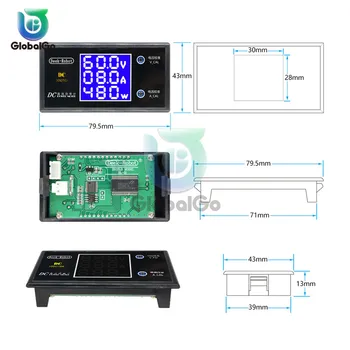 LCD Digital Voltmeter Ammeter Wattmeter DC 0-100V DC 0-50V 0-10A 0-5A Įtampa Srovės Galios Matuoklis Volt Detektorius Lauko Testeris