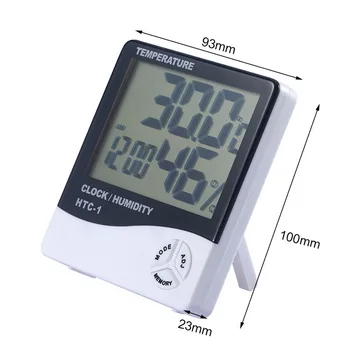 LCD Skaitmeninis Laikrodis-Žadintuvas Temperatūros Drėgmės Matuoklis Patalpų Lauko Termometras su Drėgmėmačiu Atminties Oras Stotis -1 -2