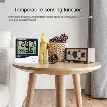 LCD Skaitmeninis Temperatūros, oro Drėgmės Matuokliai Namų Patalpų Lauko termometras su drėgmėmačiu Oro Stoties Laikrodis