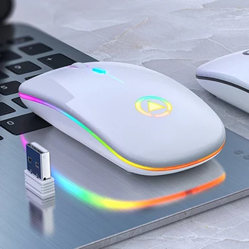 LED Apšvietimu Įkrovimo Silent Wireless Mouse USB Pelė Optinė Ergonomiška Žaidimų Pelė Desktop PC Nešiojamas Pelės